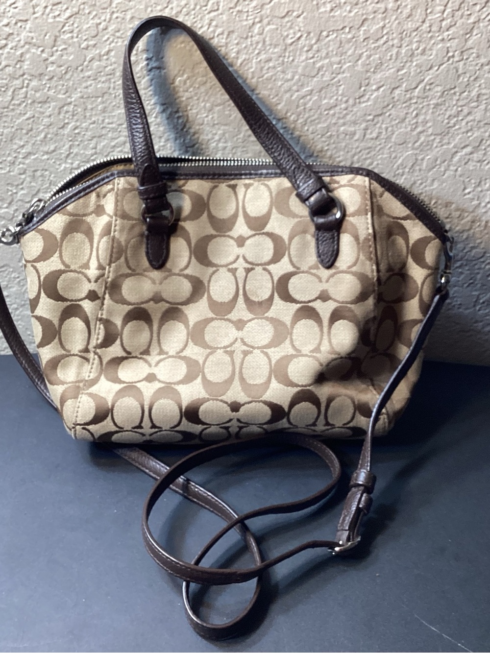 Coach Beige and Brown Signature Canvas Satchel w/dust bag. - Picture 6 of 10